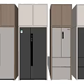 Modern Multi Door Refrigerator Designs In Beige Black And Wood Finishes