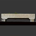 Green Plants Growing In Rectangular Stone Planter With Stone Slab Base 3d model