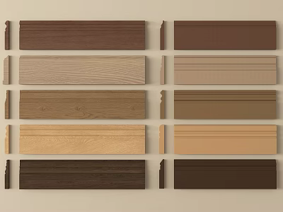 Various Colored Wooden Decorative Lines In Different Styles For Interior Design 3d model