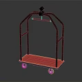 Sturdy Metal Frame Hand Cart With Pink Platform And Rolling Wheels 3d model