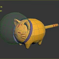 Cute Yellow Cartoon Cat Character Wearing Astronaut Helmet With Striped Tail