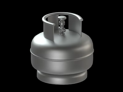 Essential Silver Stainless Steel LPG Cylinder For Household Daily Cooking Use 3d model
