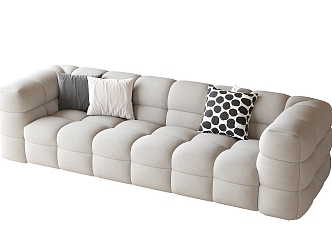 Cream style multi-person sofa one-character sofa 3d model