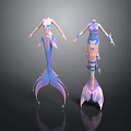 Colorful Mermaid Models With Decorative Upper Bodies And Shiny Tails