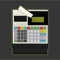 Modern Household Cash Register With Digital Screen Colorful Buttons Scanner And Drawer