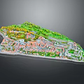 Modern 3D Urban Model Design With Green Spaces Red Roof Buildings And Road Layout