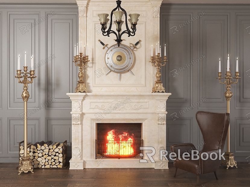 European Fireplace Fireplace Wood Flame model