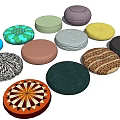 Colorful Round Household Living Cushions with Diverse Patterns and Textures