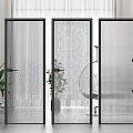 Various Modern Glass Door Designs With Black Frames For Home Interior 3d model