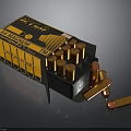 Open 38 Special Ammunition Box With 70 Brass Bullets Scattered On Surface