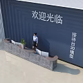 Modern Reception Desk 3D Model With Blue Wall Welcome Text And Receptionist
