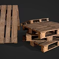 Wooden Pallets Stacked And Individual Featuring Rustic Wooden Slats And Support Blocks