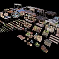 Vegetable stand fruit and vegetable stand combination vegetable market stall market life props low face number low model simple model game film and television level super realistic 3d model