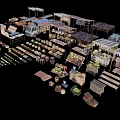 Vegetable stand fruit and vegetable stand combination vegetable market market stall market life props low face number low model simple model game film and television level super realistic 3d model