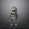 Vintage White Rusty Metal Robot With Antenna Eyes And Limbs