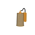 Gold Cylindrical Wall Lamp With Hollow Dot Design And Square Base 3d model