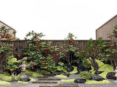 Courtyard Old Pile Fruit Tree Orange Tree Orchard Tree Stone Micro Terrain model