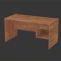 Practical Wooden Desk With Natural Wood Tone Simple Design Drawer And Open Shelf