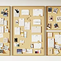 Creative Corkboard Photo Wall with Various Photos Notes Papers Charts And Pins