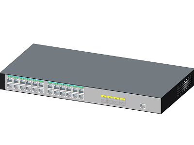D Link Network Switch With Multiple Ports And Indicator Lights Gray Casing Design 3d model