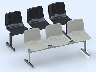 Modern Public Chairs with Black and Light Gray Seats and Metal Frame Design 3d model