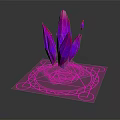Purple Crystal Petal Shaped Decorative Ornament Set With Geometric Base And Modern Artistic Design