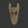 Ancient Dinosaur Skull Fossil With Detailed Skeletal Structure And Sharp Teeth 3d model