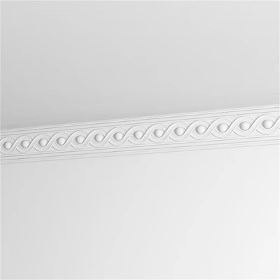 Ornate White Carved Wall Molding With Wavy Patterns And Circular Designs 3d model
