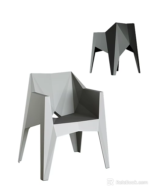 Modern Geometric Design Dining Chairs With Unique Angular Structure And Contemporary Stylish Look 3d model