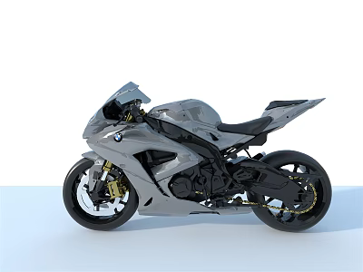 BMW Sport Motorcycle With Sleek Gray Body Black Seat And Alloy Wheels 3d model
