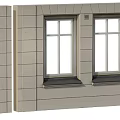 Two White Framed Casement Windows With Grid Design On Gray Exterior Wall