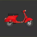 Red Vintage Scooter With Black Seat And Classic Retro Design Features