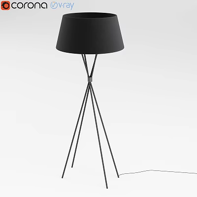 Modern Black Floor Lamp With Tripod Stand And Cone Shade For Home Decor 3d model