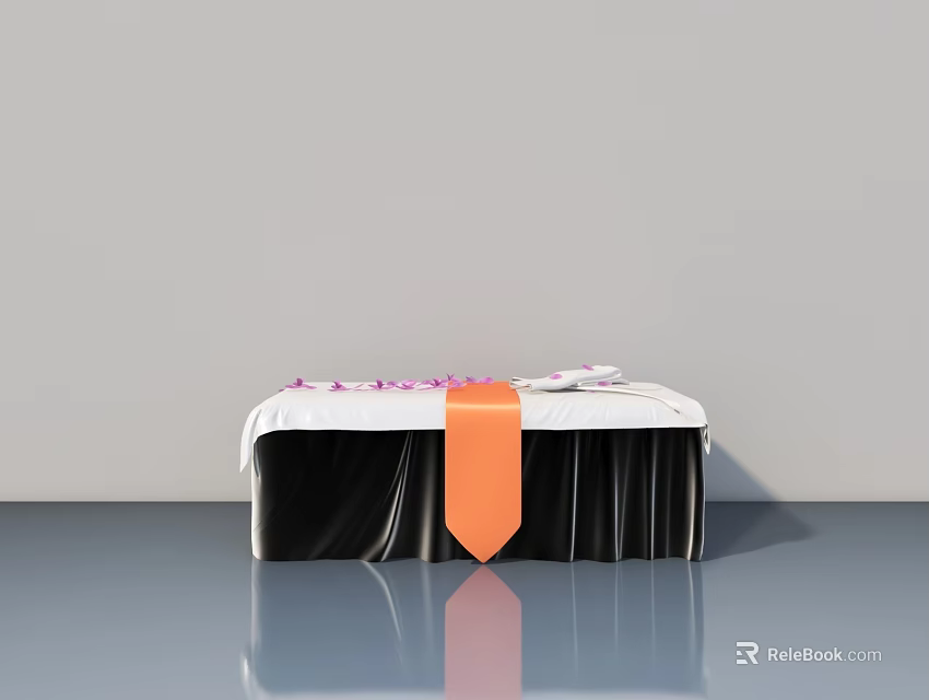 Elegant White Swing Door Featuring Orange Strap And Pink Petals Accents 3d model 