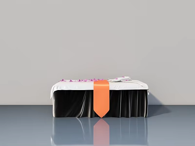 Elegant White Swing Door Featuring Orange Strap And Pink Petals Accents 3d model