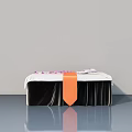 Elegant White Swing Door Featuring Orange Strap And Pink Petals Accents