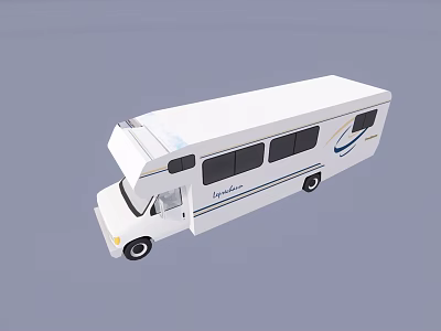 White Explorer Motorhome With Long Body Multiple Windows And Sleek Roof Design 3d model