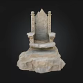 Stone Carved Landscape Seat With Rock Base And Ornate Decorative Backrest