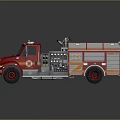 Red Fire Truck With Rescue Ladder And Emergency Equipment Features