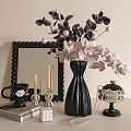 Vase Mirror Tea Cup Candlestick Ornaments Combination 3d model