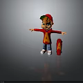 Cartoon Boy In Red Shirt With Letter A Arms Outstretched Standing By Red Skateboard