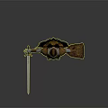 Golden Medieval Sword With Ornate Armor And Black Cape For Fantasy Knight Character