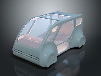 Modern bus minibus minivan driverless bus 3d model