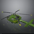 Green Eurocopter MEG13 Helicopter 3D Model With Rotors For Aerospace Missions Support