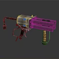 Mechanical Multi Barrel Weapon With Metal Components And Retro Design 3d model