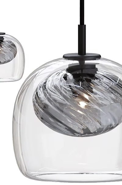Modern Glass Pendant Light With Swirl Pattern And Black Metal Base For Interior Decoration 3d model