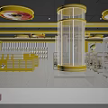 Bright Modern Happy Lemon Store Interior With Yellow White Counters And Display Cabinets