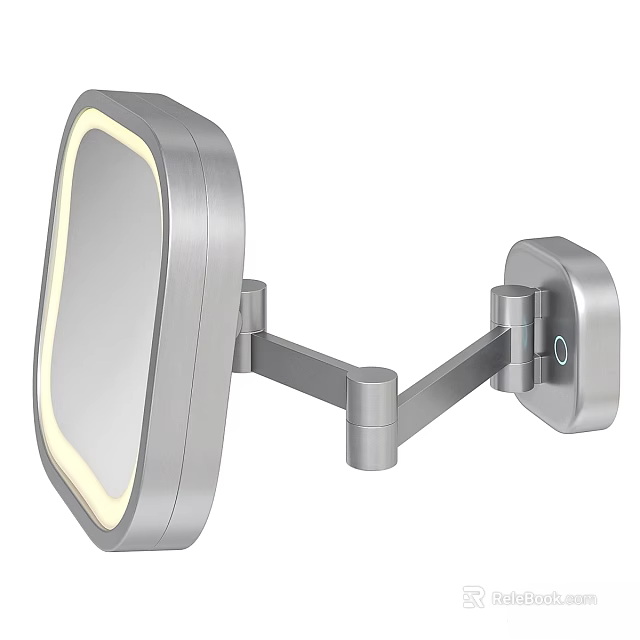 Lighted Wall Mounted Adjustable Metal Mirror With Swing Arm For Bathroom 3d model