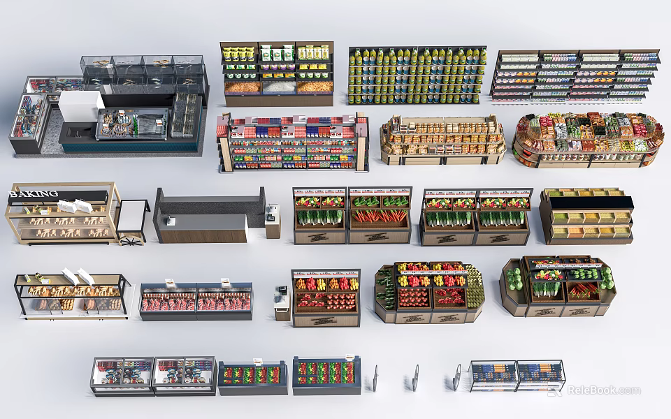 Various Retail Display Shelves With Different Designs And Merchandise Storage Solutions 3d model 