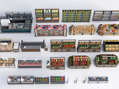 Various Retail Display Shelves With Different Designs And Merchandise Storage Solutions 3d model